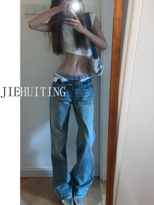 Quần Jeans Ống Loe Lưng Thấp Dài Đến Sàn Cho Nữ Mùa Thu Quần Jeans Denim Ống Loe Ôm Dáng Thường Ngày Quần Dài