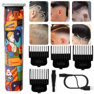 Kemei KM-1102H Hair Clipper Set Rechargeable Electric Shaver Razor Trimmer Fashion Graffiti Barber kit Mens Gift