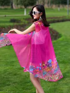 Versatile Long Shawl Scarf Multi-Functional Summer Beach Towel Womens Chiffon Shirt Jacket Two-In-One Korean Style Scarf