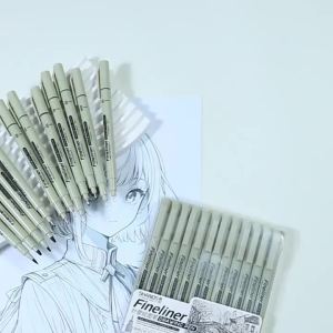 Professional 12Pcs Manga Art Marker Set Fine Line Sketch Pens for Drawing Illustration & Calligraphy Artist School Supplies Kit
