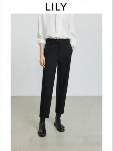 Lily | Quần Tây Dài 3/4 Đen Co Giãn Thun Lót Cao Cổ Cho Người Đi Làm