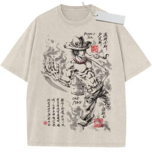 Bandai | Vintage Washed Beige Dragon Ball T Shirt Goku Riding Shenron with Power Pole Loose Oversize Streetwear for Casual Outfit School