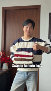 Áo Sweater Kẻ Sọc Form Boxy chất nỉ 2 da dày dặn không xù form rộng khoác ngoài nam nữ