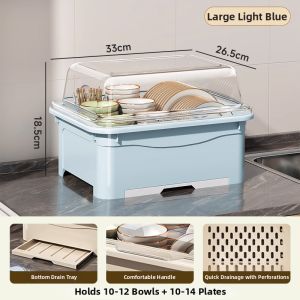 XINGYOU | Dish Drying Rack and Storage Box with Lid Multi-functional for Home Baby Bottle Utensils