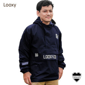 Loxy Jaket Cagoule Blueblack Pria Cowo Bahan Taslan Air Bandung Terlaris