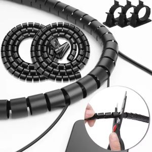 ยืดหยุ่นขยายสายเคเบิลหลอด 2M ลวดห่อสายไฟ Organizer Office Home ภายใต้โต๊ะสาย Tube Hider สําหรับทีวี PC คอมพิวเตอร์