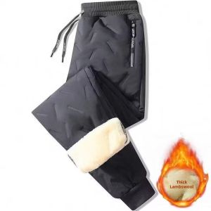 Thickened Fleece Warm down Cotton Pants Womens Autumn Winter Mid-Year Moms New Style Lamb Velvet Outdoor Wear Large Size Long Pants