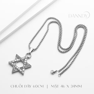 Dây Chuyền Ngôi Sao David 6 Cánh. Vòng Cổ Ngôi Sao Thép Titan Không Gỉ. Mặt Dây Chuyền Nam Nữ