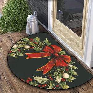 VIKAMA Christmas wreath pattern Christmas decoration semi-circular multi-purpose entrance doormat home decoration