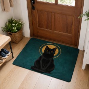 VIKAMA Gothic Style Black Cat Door Mat Anti Slip And Absorbent Carpet Indoor And Outdoor Foyer Carpet Home Decoration