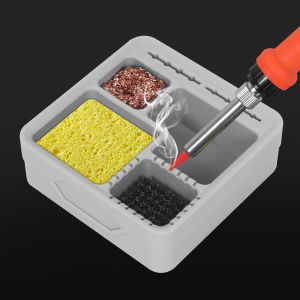 5-in-1 Soldering Iron Tip Cleaning and Storage Box with Welding Cleaning Steel Wire Ball Soldering Tip Cleaner Desoldering Ball