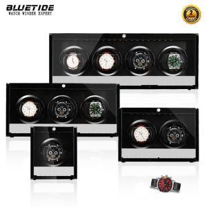Bluetide【battery】 watch winder box automatik untuk 1/2/3/4 slot jam kayu kotak simpan barang dengan tenang Motor watch Shaker