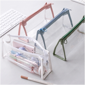 Large Capacity Transparent PVC Pencil Case Student Stationery Storage Bag Pencil Pouch with Zipper Toiletries Organizer Bag