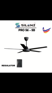 SILENZ 56" Regulator Ceiling Fan AC Motor PRO Series 5 Blades 5 Speed 5 Years Warranty Kipas