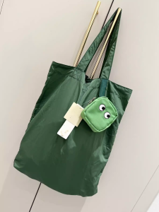 Cute Cartoon Embroidery Big Eyes Foldable Storage Shopping Bag Portable Large Capacity Casual Shoulder Tote Bag