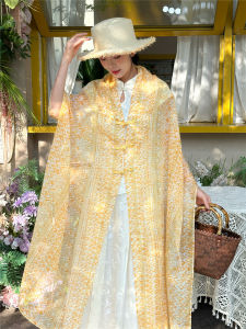 Summer New Chinese Style Shawl Womens Ethnic Photography Travel Beach Towel Fashion Retro Match All Vintage Cloak Poncho