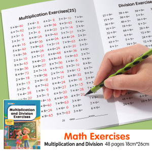 48-page multiplication and division workbook suitable for 9-year-olds - durable paper arithmetic workbook including handwritin