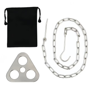 Camping Tripod Board-Turn Branches into Campfire TripodStainless Steel Campfire Support Plate Adjustable Chain for Cookware