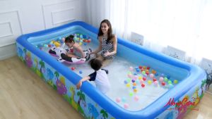150cm/210cm Inflatable Swimming Pool Rectangular Outdoor Kids Pool Inflatable Outdoor Swimming Pool Summer Outdoor Play