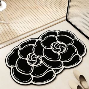VIKAMA Irregular Flower Shape Bathroom Mat Absorbs Water Quickly Dries Fast Slip Resistant Stain Resistant Room Home Decor