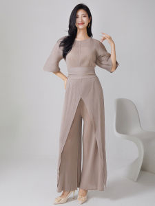 Miyake Irregular Lace up Top Draped Casual Pants Suit Two-Piece Set #24108zsj-77018
