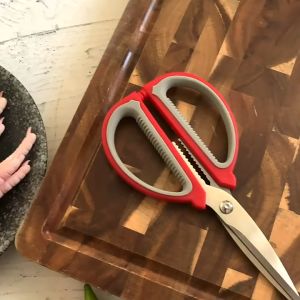 Kéo Thép Cán Nhựa Đỏ Xám Không Gỉ Đa Năng No.08-A - Kéo Cắt Đa Năng Kéo Làm Bếp