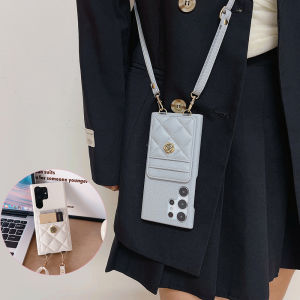 Camellia Lozenge Card Slots Bag Wallet Case For Samsung Galaxy S24 A53 A54 A14 A24 A34 A33 A13 S23 Ultra S22 Plus Case Card Holder Slot Purse Detachable Wristband Wristlet Strap Crossbody Lanyard Ribbon Leather Cover