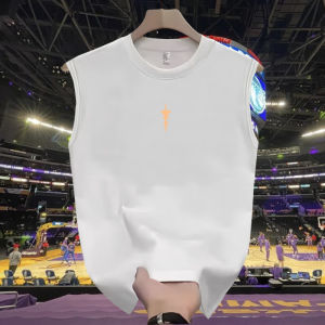 Sports Waistcoat Vest Mens Summer Trendy Pu Shuai Mei Style Workout Top Outwear Sleeveless Mens T-Shirt Loose Ins