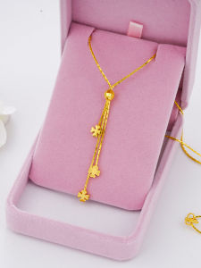 Elegant Long Pendant Tassel Sand Gold Integrated Necklace Womens Fashion Jewelry Lockbone Chain Alloy Floral Pattern