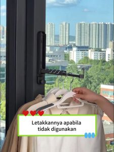 MEIDOO Aluminum Foldable and Retractable Clothes Drying Rod Grey