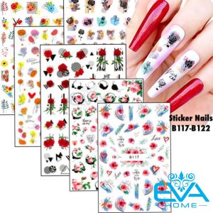 Set 6 Mẫu Sticker Dán Móng Tay 3D Chống Nước Hoạ Tiết Hoa Bông Hoa / Coloful Flower Series 3D Nail Art Sticker B117 - B122