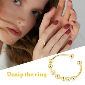 Rotatable Bead Rings Adjustable Stainless Steel Open RingsFashionable Spinner Rings Jewelry For Women for daily wear Gift