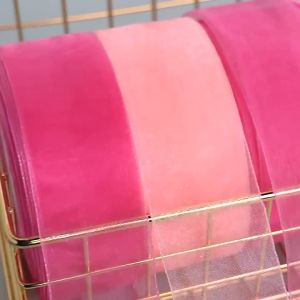 Ruộng Vải Organza Trắng 40mm 45m/cuộn Dùng Cho Thủ Công DIY Móc Len Trang Trí Đám Cưới Gói Quà Ngày Valentine 100% Polyester