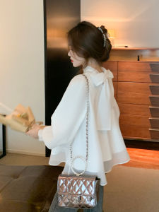 2022 New Chiffon Shirt Womens Retro Puff Sleeve All-match Blouse Top