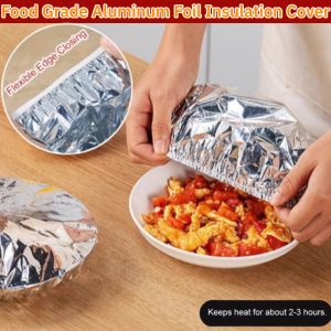 【Reusable】Food Grade Aluminum Foil Insulation Cover Food Preservation Heat Insulation Cover with Elastic