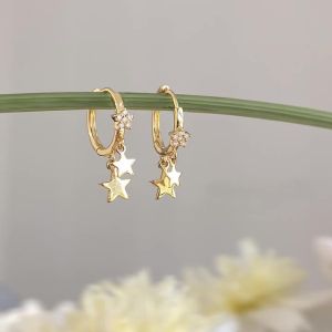 Fashion Simple Small Rhinestone Star Ear Buckle Hoop Earrings For Women Full Zircon Exquisite Leaf Earring Party Jewelry