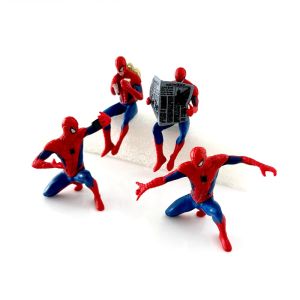 Bandai | 4 Pcs/Set Cartoon Spiderman Action Figures Movement Form Statue PVC Model Collection Desk Ornament Gift Toy
