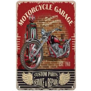 CIFbuy | CIFBUY Motorcycle Garage Metal Tin Sign Vintage Custom Bike Repair Shop Aluminum Wall Plaque Decor