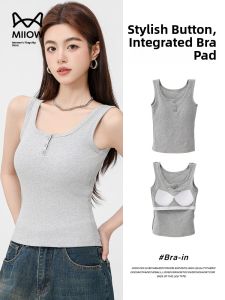 MiiOW | Design Sensation Sweet And Spicy Style Womens Summer New Small Strap Vest U-Neck Tie Chest Pad Slimming Top Cat Person
