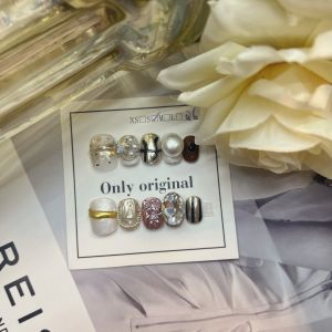 Fall Fashion Short Bear Design Wearable Nail Art White Enhancing Handmade Metal Style Miniature Cute Bear Printed Nail Tips