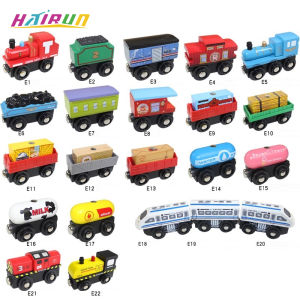 Wooden Magnetic Train Kids Train Toy Anime Locomotive Car Toys Wooden Track Train Railway Vehicles Children Birthday Gifts