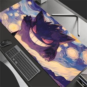 Bandai | Mouse Pad P-Pokemons G-Gengar Anime Gaming Accessories Mousepad Gamer PC Completo Computer Keyboard Desk Mat Varmilo