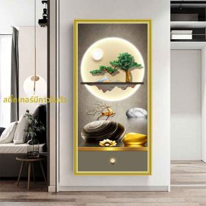 ภาพตกแต่งประตูหน้าบ้านพื้นผิวสัมผัสได้ 3 มิติ ระดับความคมชัดสูง ภาพวาดทิวทัศน์ป่า ติดผนังสีสันสดใส วัสดุ PVC ป้องกันน้ำ