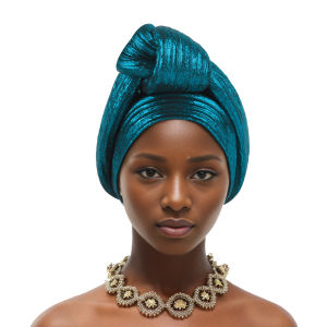 Shining Top Knotted African Headtie Womens Turban Cap Traditional African Headdress Auto Gele Head Wraps Nigerian Wedding Geles