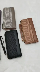 New braided leather stitching wawllet Womens Ultra-Thin Long Wallet with Card Slots