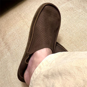 Summer Breathable Thin Slip-On Lazy Shoes Matte Single Layer Cowhide Mens Genuine Leather Retro Soft Bottom Hollow out Shoes