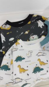 BE213 Áo thun dài tay khủng long LOCOBEAR áo phông bé trai Thu Đông phong cách Hàn