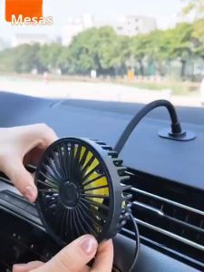 Car Electric Fan Strong Wind 3-Speed Cooling Fan for Rear Seat Passenger Portable 360 Degree Rotatable Car Air Fan