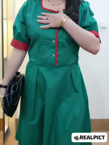 JESS Dress Wanita Katun Stretch dengan Ikat Pinggang - Dress Natal - Dress Pesta