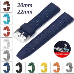 Quick Release Perforated Tropic Silicone Watch Band 20mm 22mm Breathable Hole Sport Strap for Omega for Seiko for Men Women Belt